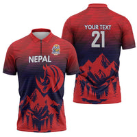Custom Cricket Nepal East Asia-Pacific Zipper Polo Shirt Nepal Rhinos Twenty20 - Wonder Print Shop