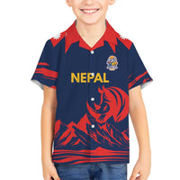 Custom Cricket Nepal East Asia-Pacific Kid Hawaiian Shirt Nepal Rhinos Champions - Wonder Print Shop
