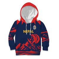 Custom Cricket Nepal East Asia-Pacific Kid Hoodie Nepal Rhinos Champions - Wonder Print Shop