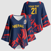 Custom Cricket Nepal East Asia-Pacific Kimono Sleeve Blouse Nepal Rhinos Champions - Wonder Print Shop