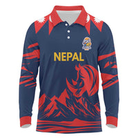 Custom Cricket Nepal East Asia-Pacific Long Sleeve Polo Shirt Nepal Rhinos Champions - Wonder Print Shop