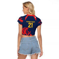 Custom Cricket Nepal East Asia-Pacific Raglan Cropped T Shirt Nepal Rhinos Champions - Wonder Print Shop