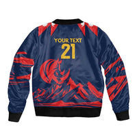 Custom Cricket Nepal East Asia-Pacific Sleeve Zip Bomber Jacket Nepal Rhinos Champions - Wonder Print Shop