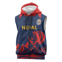 Custom Cricket Nepal East Asia-Pacific Sleeveless Zip Hoodie Nepal Rhinos Champions - Wonder Print Shop