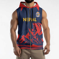 Custom Cricket Nepal East Asia-Pacific Sleeveless Zip Hoodie Nepal Rhinos Champions - Wonder Print Shop