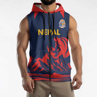 Custom Cricket Nepal East Asia-Pacific Sleeveless Zip Hoodie Nepal Rhinos Champions - Wonder Print Shop