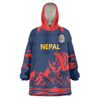 Custom Cricket Nepal East Asia-Pacific Wearable Blanket Hoodie Nepal Rhinos Champions - Wonder Print Shop