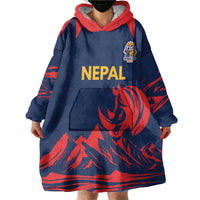 Custom Cricket Nepal East Asia-Pacific Wearable Blanket Hoodie Nepal Rhinos Champions - Wonder Print Shop