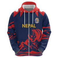 Custom Cricket Nepal East Asia-Pacific Zip Hoodie Nepal Rhinos Champions - Wonder Print Shop