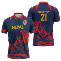 Custom Cricket Nepal East Asia-Pacific Zipper Polo Shirt Nepal Rhinos Champions - Wonder Print Shop