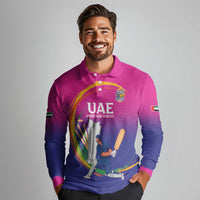 Custom Cricket UAE East Asia-Pacific Long Sleeve Polo Shirt United Arab Emirates Champions Pride - Wonder Print Shop