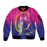 Custom Cricket UAE East Asia-Pacific Sleeve Zip Bomber Jacket United Arab Emirates Champions Pride - Wonder Print Shop