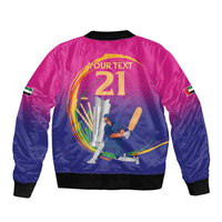 Custom Cricket UAE East Asia-Pacific Sleeve Zip Bomber Jacket United Arab Emirates Champions Pride - Wonder Print Shop
