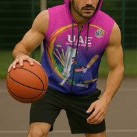 Custom Cricket UAE East Asia-Pacific Sleeveless Zip Hoodie United Arab Emirates Champions Pride - Wonder Print Shop