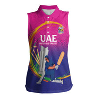 Custom Cricket UAE East Asia-Pacific Women Sleeveless Polo Shirt United Arab Emirates Champions Pride - Wonder Print Shop