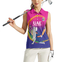 Custom Cricket UAE East Asia-Pacific Women Sleeveless Polo Shirt United Arab Emirates Champions Pride - Wonder Print Shop