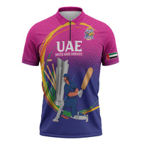 Custom Cricket UAE East Asia-Pacific Zipper Polo Shirt United Arab Emirates Champions Pride - Wonder Print Shop