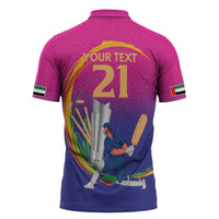 Custom Cricket UAE East Asia-Pacific Zipper Polo Shirt United Arab Emirates Champions Pride - Wonder Print Shop
