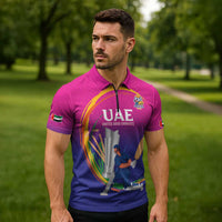 Custom Cricket UAE East Asia-Pacific Zipper Polo Shirt United Arab Emirates Champions Pride - Wonder Print Shop