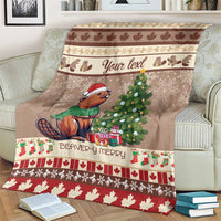 Personalized Beaver-y Merry Blanket Canada Merry Christmas Beavers