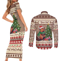 Personalized Beaver-y Merry Couples Matching Short Sleeve Bodycon Dress and Long Sleeve Button Shirt Canada Merry Christmas Beavers LT9 - Wonder Print Shop