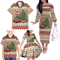 Personalized Beaver-y Merry Family Matching Off The Shoulder Long Sleeve Dress and Hawaiian Shirt Canada Merry Christmas Beavers - Wonder Print Shop