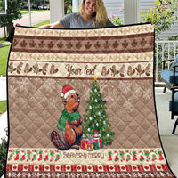Personalized Beaver-y Merry Quilt Canada Merry Christmas Beavers - Wonder Print Shop