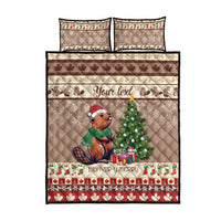 Personalized Beaver-y Merry Quilt Bed Set Canada Merry Christmas Beavers - Wonder Print Shop