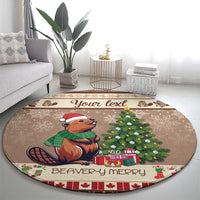 Personalized Beaver-y Merry Round Carpet Canada Merry Christmas Beavers