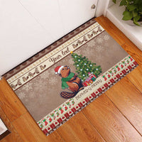 Personalized Beaver-y Merry Rubber Doormat Canada Merry Christmas Beavers - Wonder Print Shop