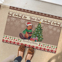 Personalized Beaver-y Merry Rubber Doormat Canada Merry Christmas Beavers - Wonder Print Shop