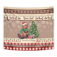 Personalized Beaver-y Merry Tapestry Canada Merry Christmas Beavers - Wonder Print Shop