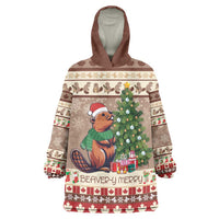 Personalized Beaver-y Merry Wearable Blanket Hoodie Canada Merry Christmas Beavers - Wonder Print Shop