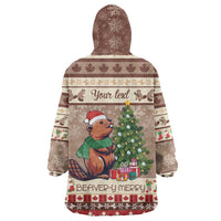Personalized Beaver-y Merry Wearable Blanket Hoodie Canada Merry Christmas Beavers - Wonder Print Shop