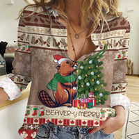 Personalized Beaver-y Merry Women Casual Shirt Canada Merry Christmas Beavers - Wonder Print Shop