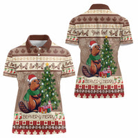 Personalized Beaver-y Merry Women Polo Shirt Canada Merry Christmas Beavers - Wonder Print Shop