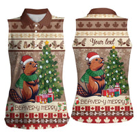 Personalized Beaver-y Merry Women Sleeveless Polo Shirt Canada Merry Christmas Beavers - Wonder Print Shop