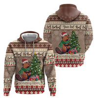 Personalized Beaver-y Merry Zip Hoodie Canada Merry Christmas Beavers - Wonder Print Shop