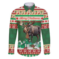 Personalized Merry Christmoose Family Matching Off The Shoulder Long Sleeve Dress and Hawaiian Shirt Canada Merry Christmas Moose - Wonder Print Shop