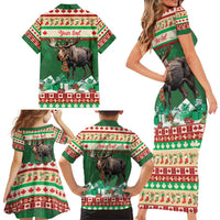 Personalized Merry Christmoose Family Matching Short Sleeve Bodycon Dress and Hawaiian Shirt Canada Merry Christmas Moose - Wonder Print Shop