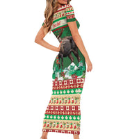 Personalized Merry Christmoose Short Sleeve Bodycon Dress Canada Merry Christmas Moose - Wonder Print Shop