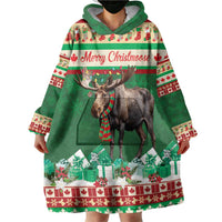 Personalized Merry Christmoose Wearable Blanket Hoodie Canada Merry Christmas Moose - Wonder Print Shop