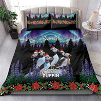 Personalized Not Now Arctic Puffin Bedding Set Icelandic Christmas with Northern Lights LT9 - Wonder Print Shop