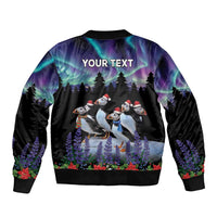 Personalized Not Now Arctic Puffin Bomber Jacket Icelandic Christmas with Northern Lights LT9 - Wonder Print Shop