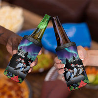 Personalized Not Now Arctic Puffin 4 in 1 Can Cooler Tumbler Icelandic Christmas with Northern Lights LT9 - Wonder Print Shop