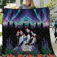 Personalized Not Now Arctic Puffin Quilt Icelandic Christmas with Northern Lights - Wonder Print Shop