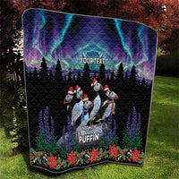 Personalized Not Now Arctic Puffin Quilt Icelandic Christmas with Northern Lights - Wonder Print Shop