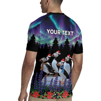 Personalized Not Now Arctic Puffin Rugby Jersey Icelandic Christmas with Northern Lights - Wonder Print Shop