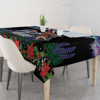 Personalized Not Now Arctic Puffin Tablecloth Icelandic Christmas with Northern Lights - Wonder Print Shop
