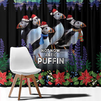 Personalized Not Now Arctic Puffin Window Curtain Icelandic Christmas with Northern Lights - Wonder Print Shop